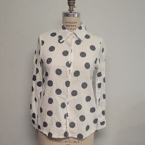 MISSLOOK Black and White Polka Dot Button Down Shirt